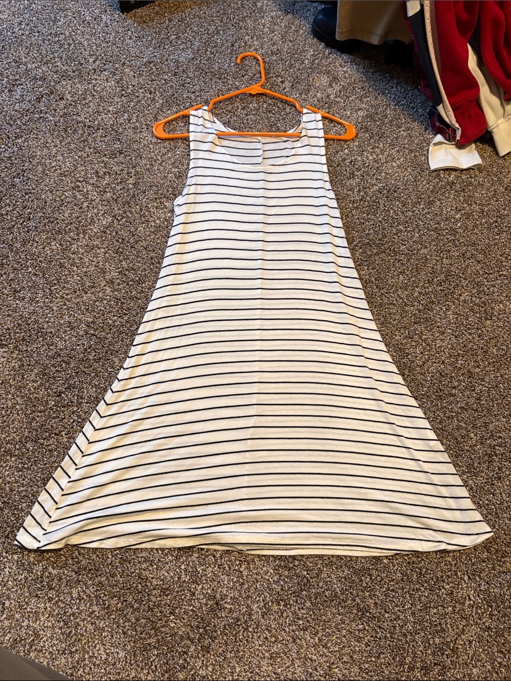 Striped White and Black Sleeveless A-Line Dress Olivia Rae